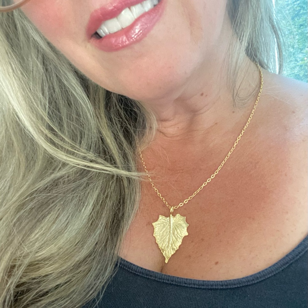 Gold Tone Leaf Necklace